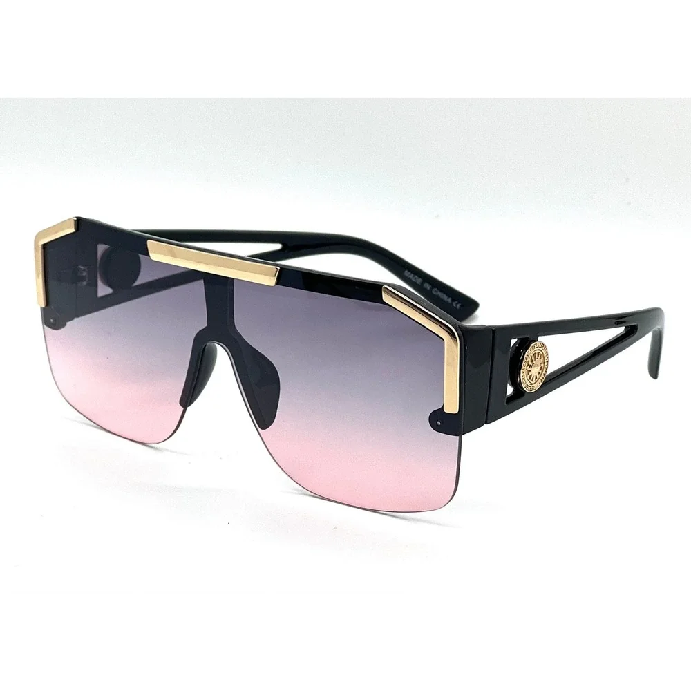 Sunglasses Fashion Designer Men Large Frame Rimless Hip Hop Rapper Stylish UV400